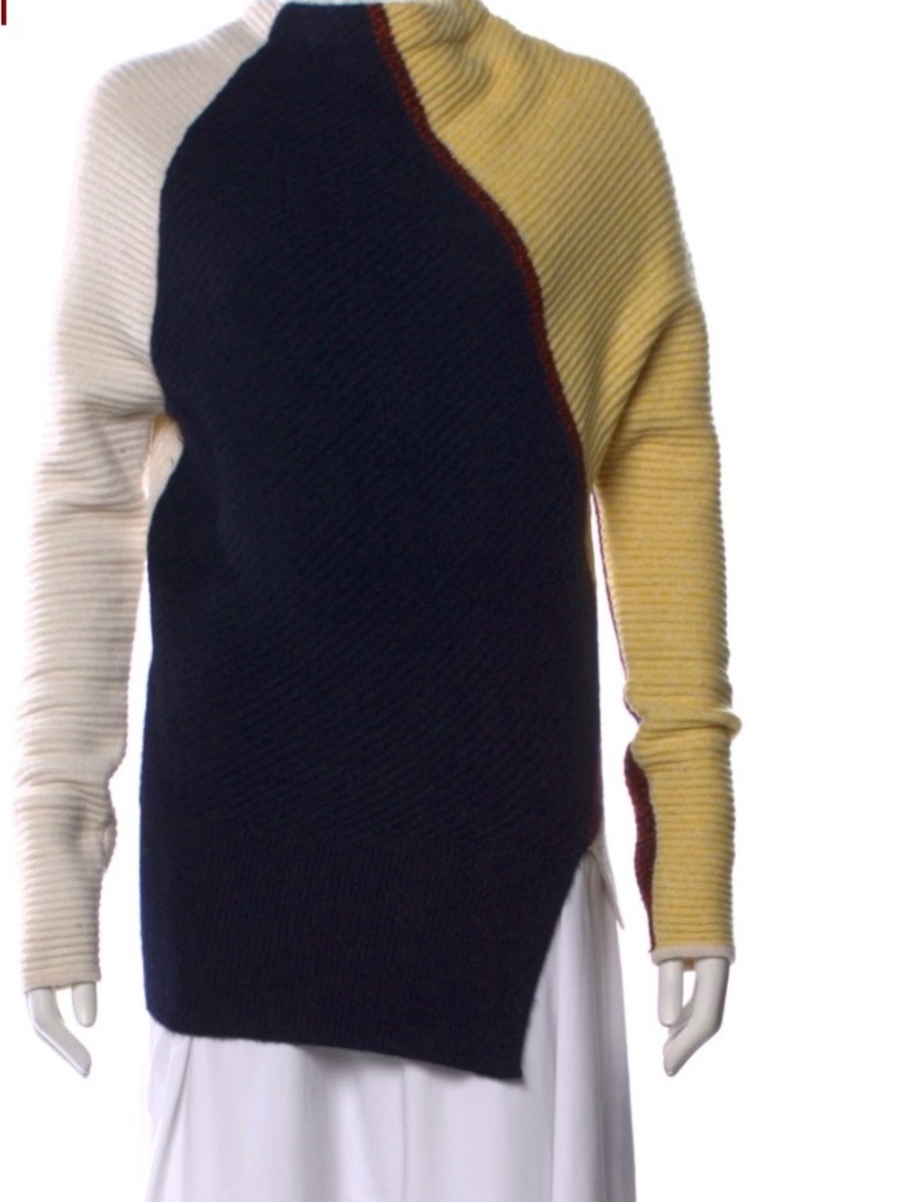 Sportmax Women's Cashmere Mock neck Colorblock Pattern Sweater